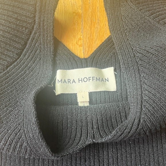 Mara Hoffman Ribbed Black Celine V-Neck Top - Picture 2 of 6
